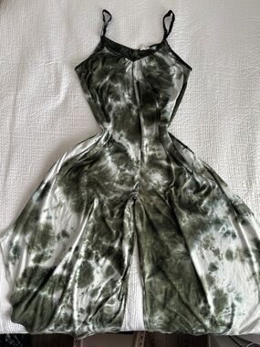 Tie-Dye Wide Leg Jumpsuit with Pockets Green